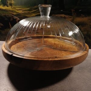 Patera z kloszem – orzech włoski – ręcznie wykonana na zamówienie | 31 cm