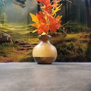 Ręcznie wykonany drewniany wazon z orzecha i jesionu – dekoracyjny | handmade