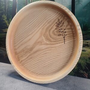Ręcznie toczona patera z drewna jesionu – 37 cm | handmade