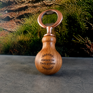 Ręcznie wykonany otwieracz do butelek z orzecha włoskiego - kształt kulisty| handmade (możliwość personalizacji)